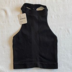 Free People “Intimately” soft black racer back cropped top size XS/S